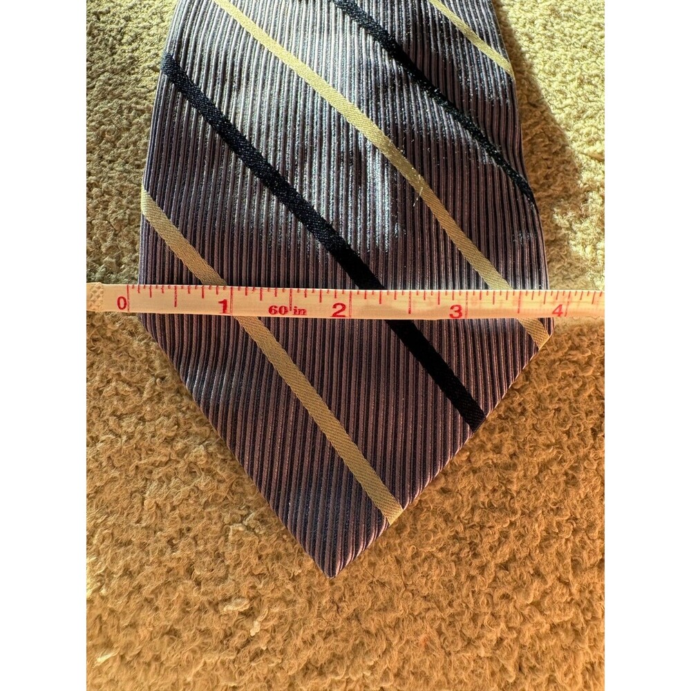 Fioravalle Silk Tie Made in Italy Striped Brown Gold Navy Classic 4”